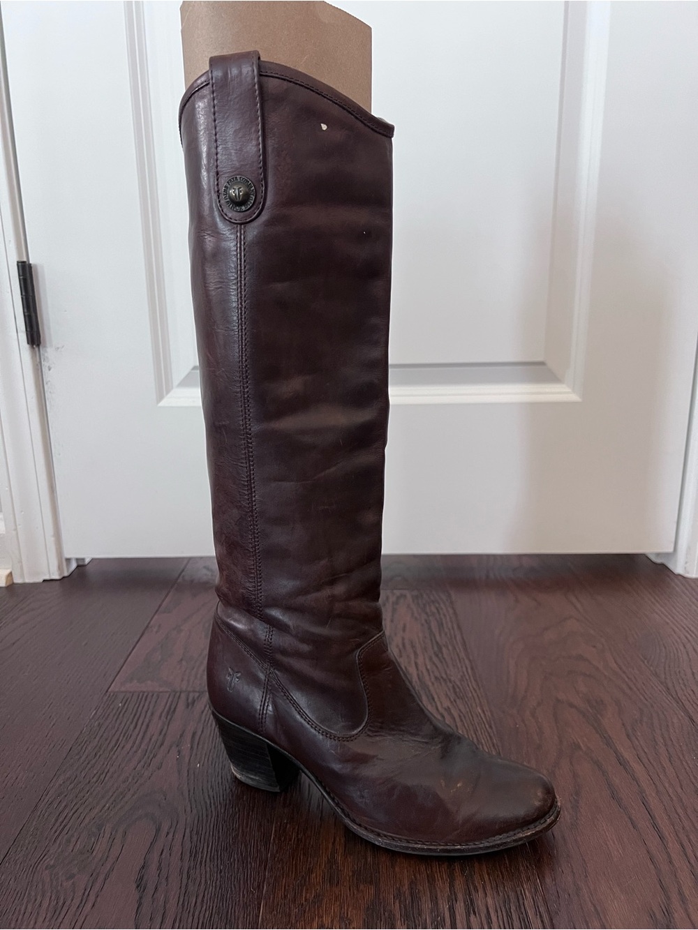 Frye Vintage Western Riding Boots Dark Brown Leather Size 7 B